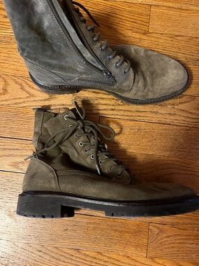 Green Suede Lucky Brand Combat Boots 8M
